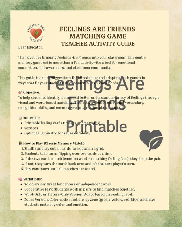 Feelings Matching Game – Teacher Activity Guide
