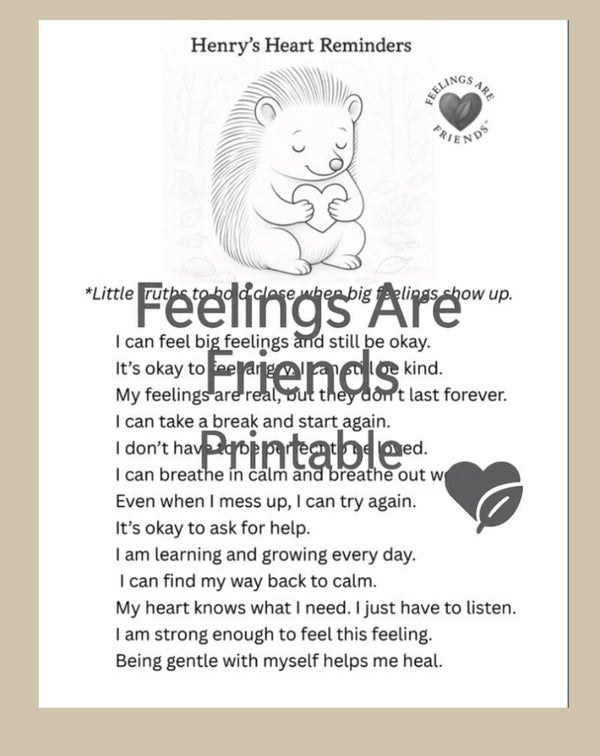 Henry’s Heart Reminders – Printable Affirmation Sheet
