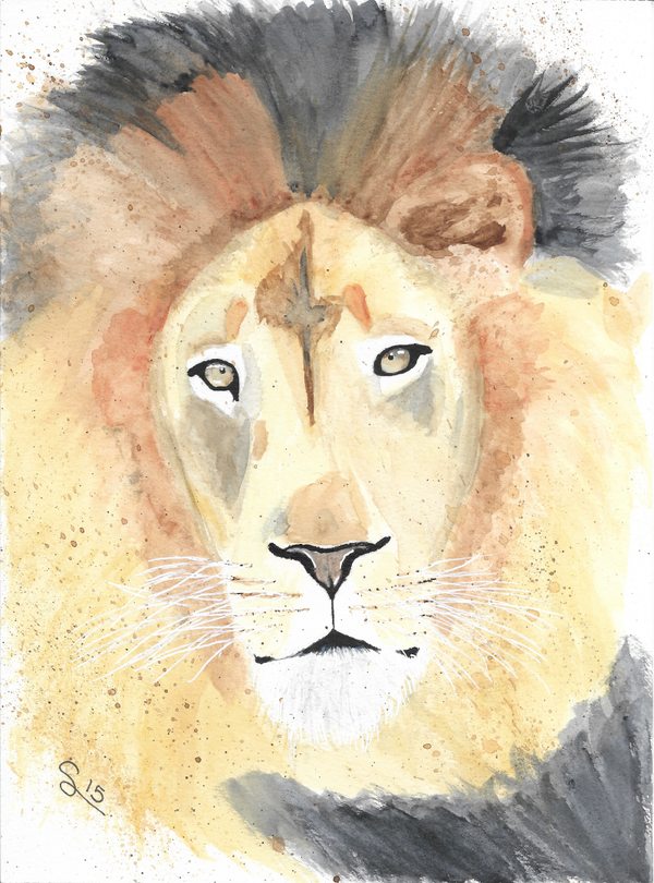 Print leon acuarela