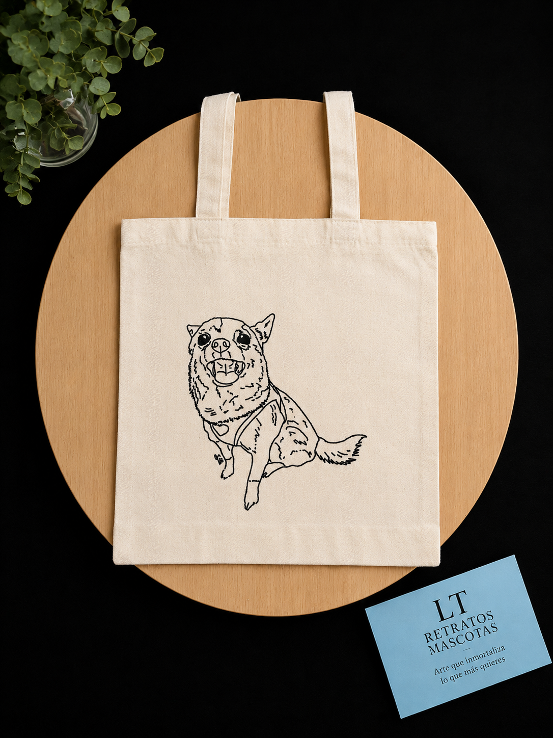 Tote bag personalizada con retrato de tu mascota (estilo minimalista)