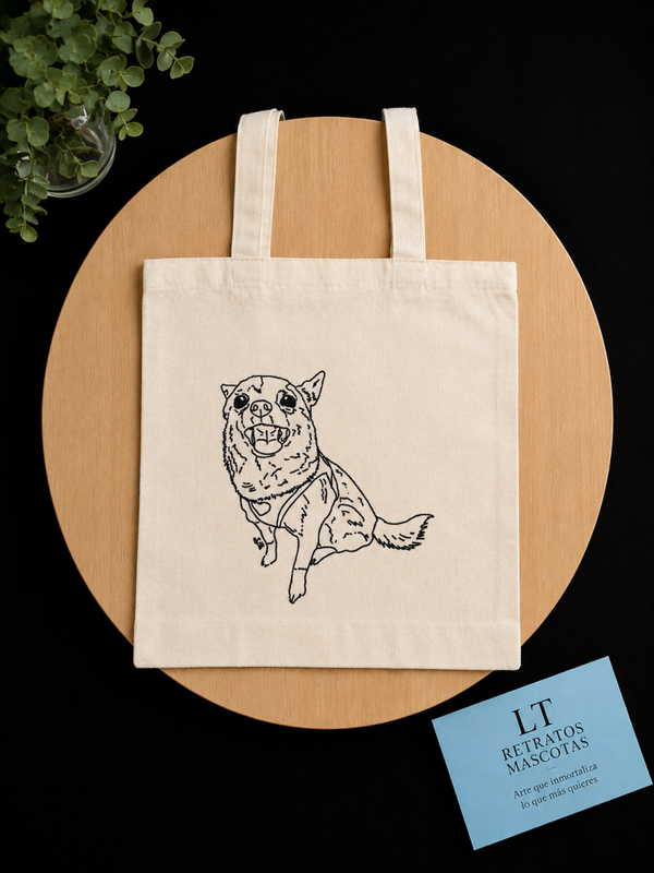 Tote bag personalizada con retrato de tu mascota (estilo minimalista)