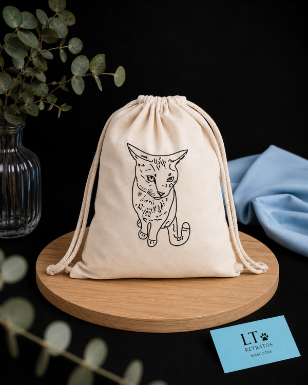 Bolsa de tela con retrato de tu mascota (estilo minimalista)