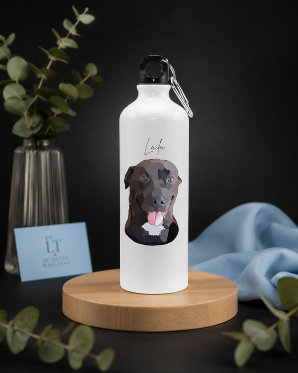 Botella 1000ml personalizada con retrato de mascota (estilo semi)
