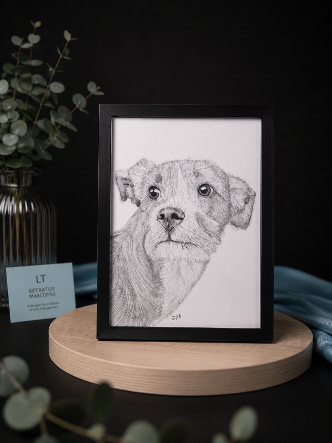 Retrato Individual de mascota realista a grafito