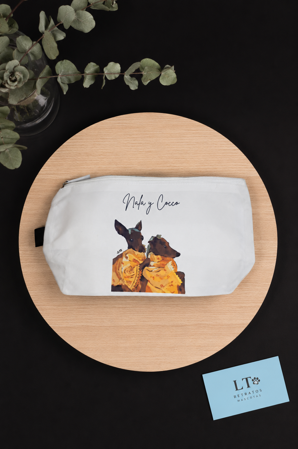 Neceser personalizado con el retrato de tu mascota (estilo semi)