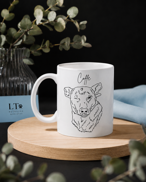 Taza personalizada con el retrato de tu mascota (estilo minimalista)
