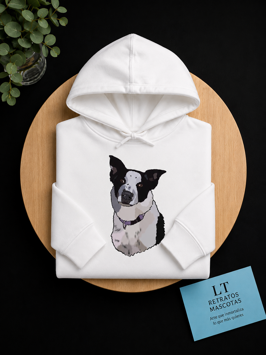 Sudadera con capucha personalizada con el retrato de tu mascota (estilo semi)