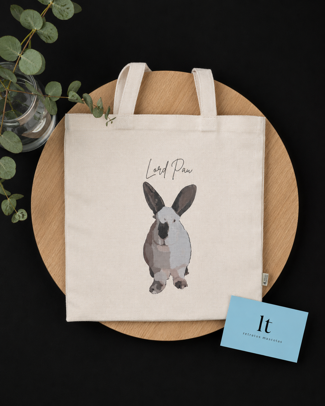Tote bag personalizada con retrato de tu mascota (estilo semi)