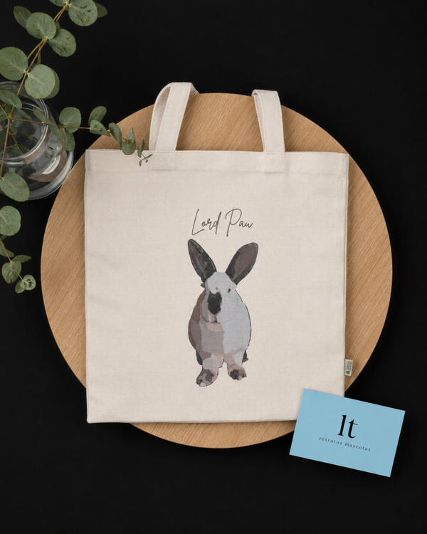 Tote bag personalizada con retrato de tu mascota (estilo semi)