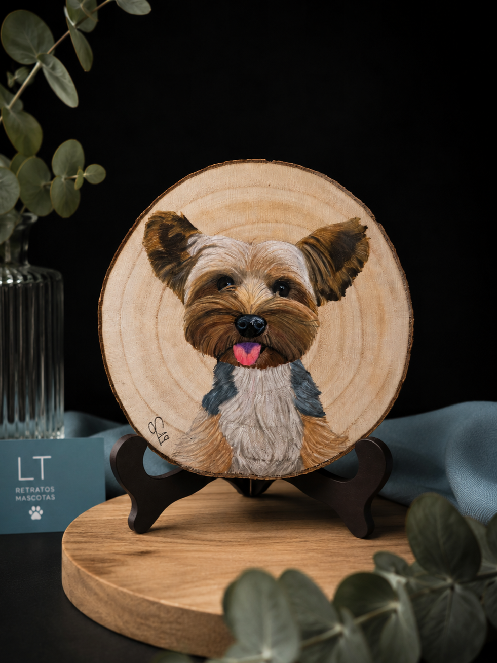 Retrato en madera hecho a mano personalizado de tu mascota