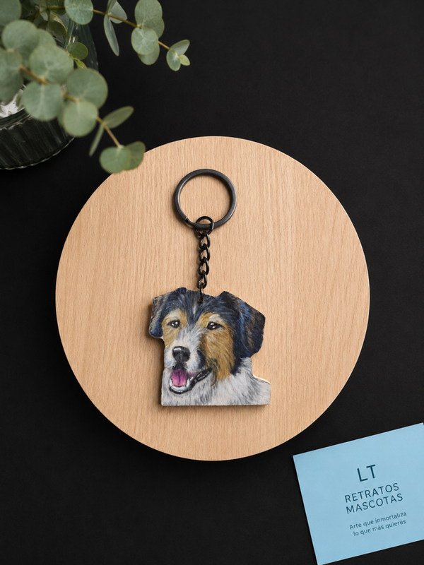 Llavero de madera de tu mascota hecho a mano 5x5cm (sin nombre)