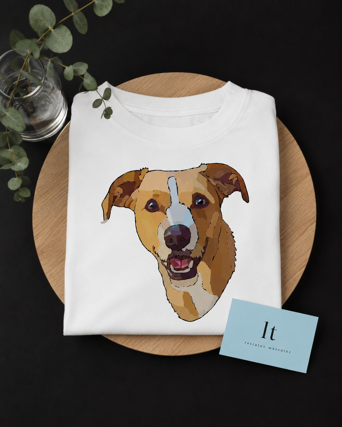 Camiseta personalizada con el retrato de tu mascota (estilo semi)