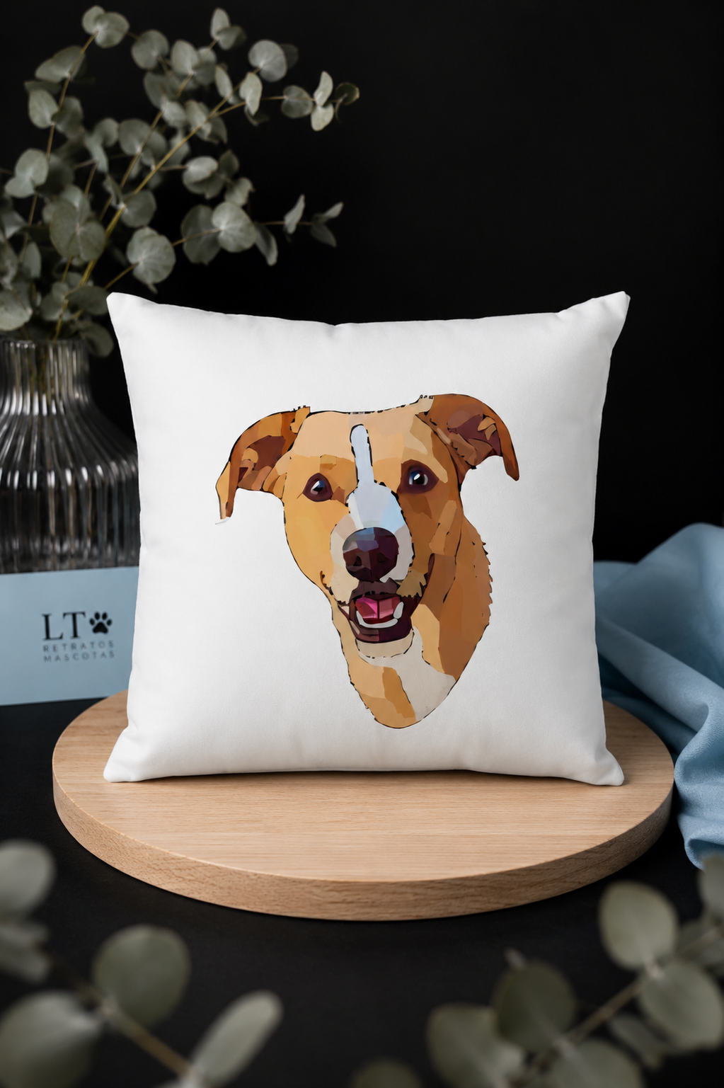 Cojin personalizado con el retrato de tu mascota (estilo semi)
