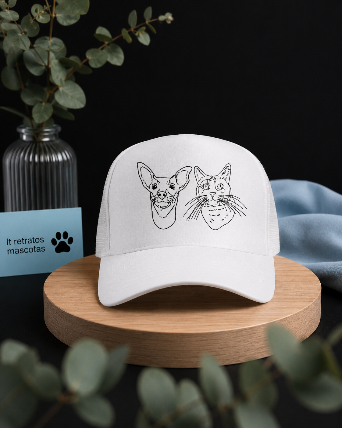 Gorra personalizada con el retrato de tu mascota (estilo minimalista)