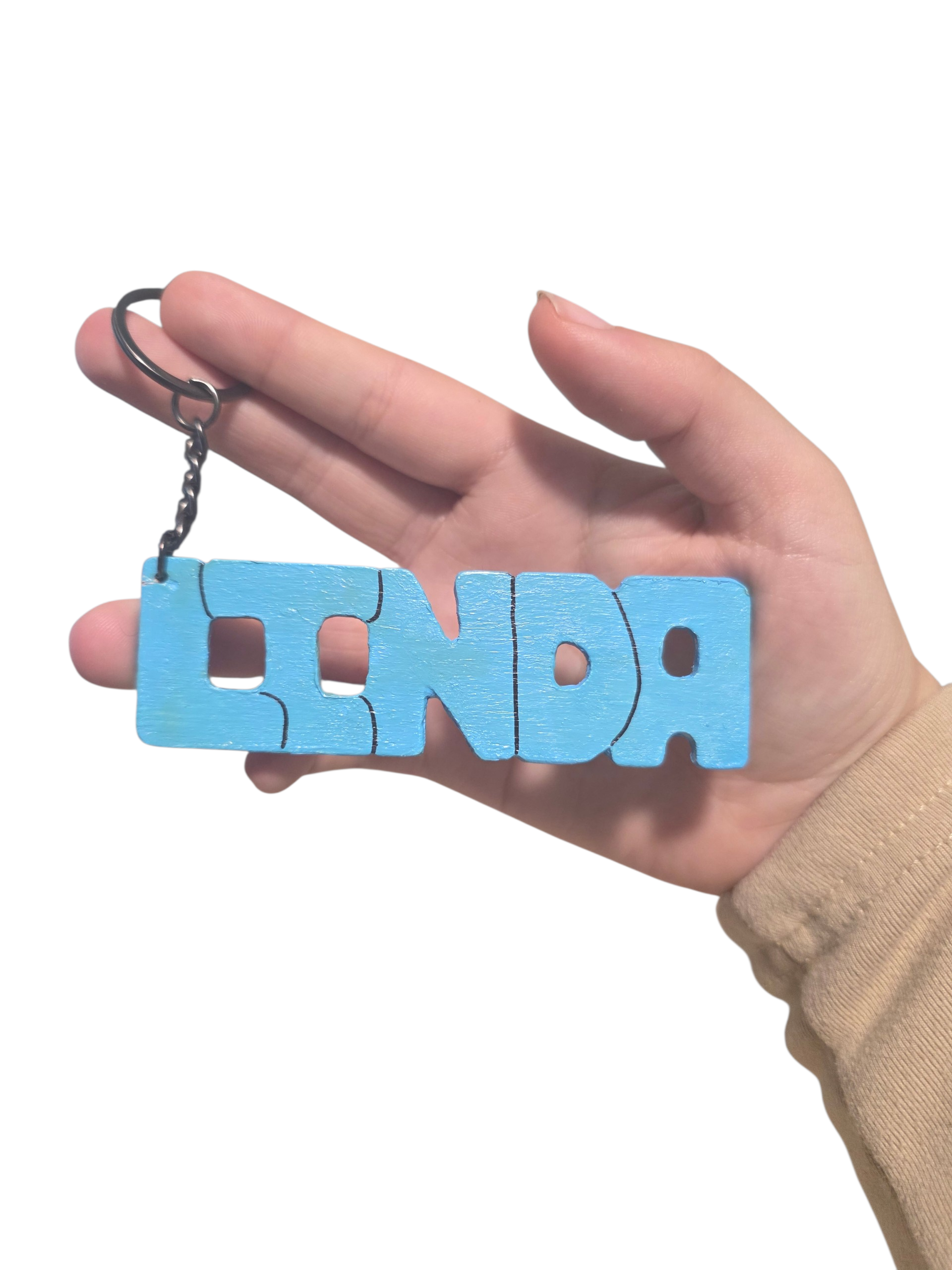 Llavero de madera de palabra o nombre personalizado