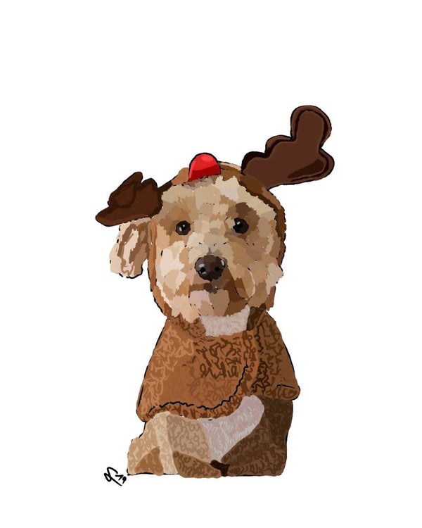 Retrato digital mascota navideño