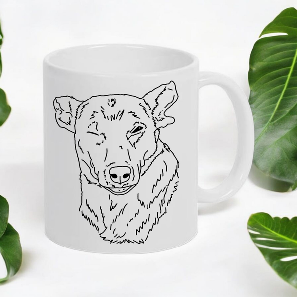 Taza personalizada con el retrato de tu mascota (estilo minimalista)