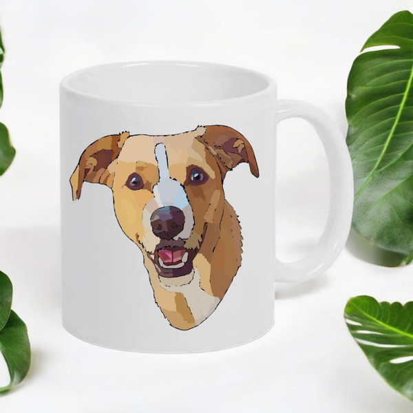 Taza personalizada con retrato de mascota (estilo semi)