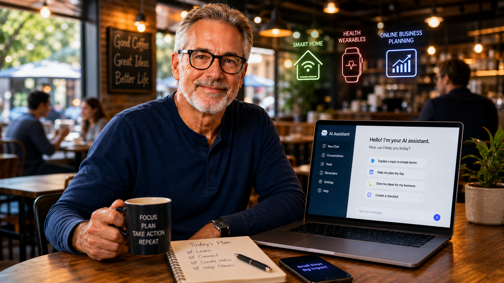 dult over 50 using AI tools and simple technology to build confidence and start an online business in 2026.