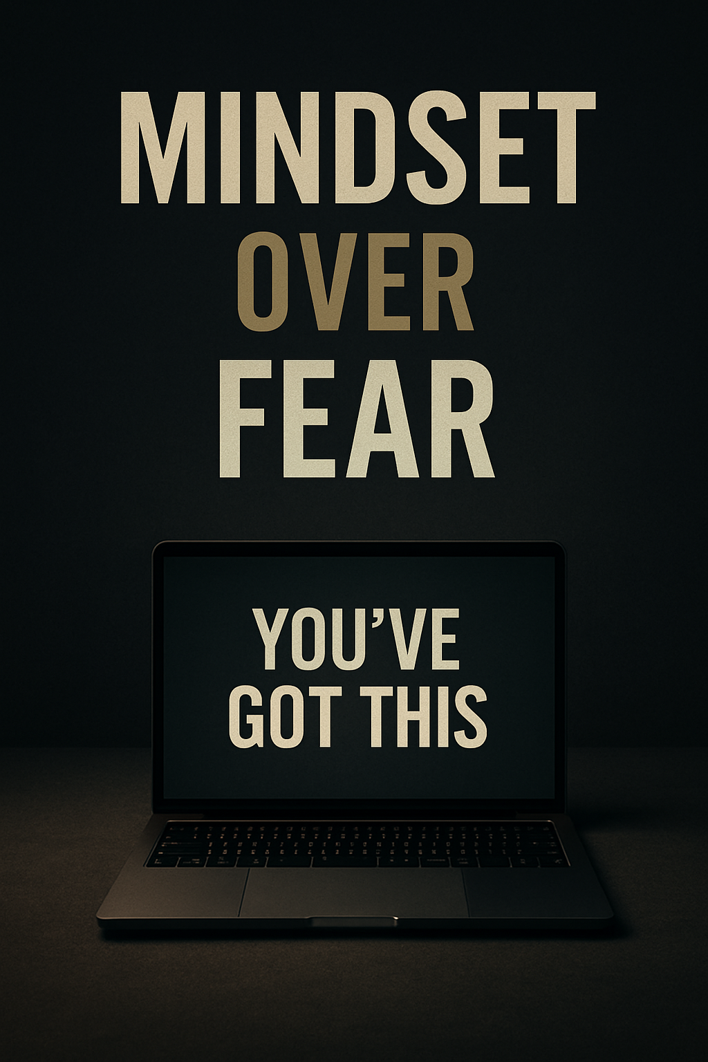 Motivational graphic showing online entrepreneur breaking mental blocks to build a business.