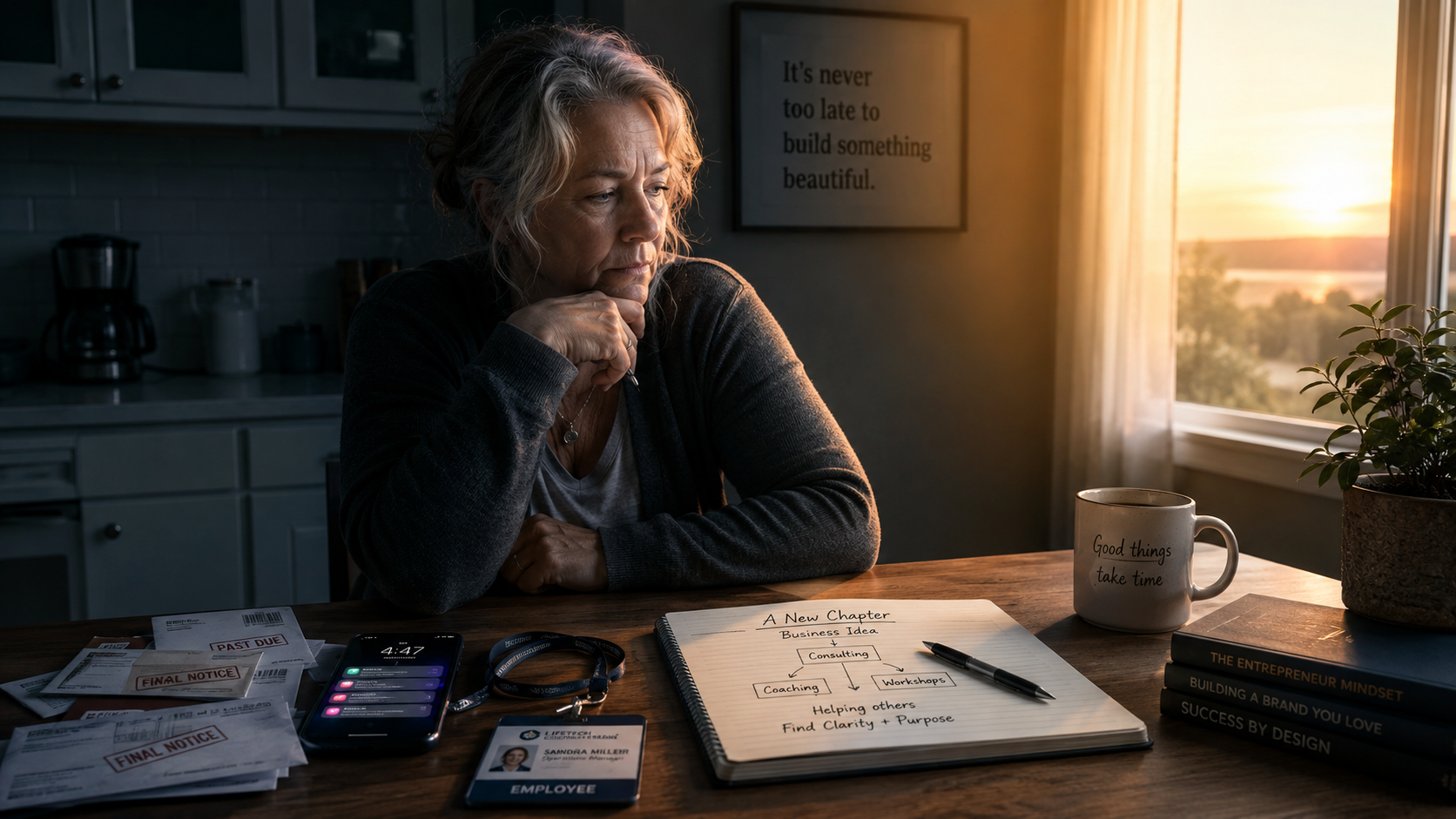 Person over 50 planning a new future after experiencing career burnout and questioning the traditional path to success.
