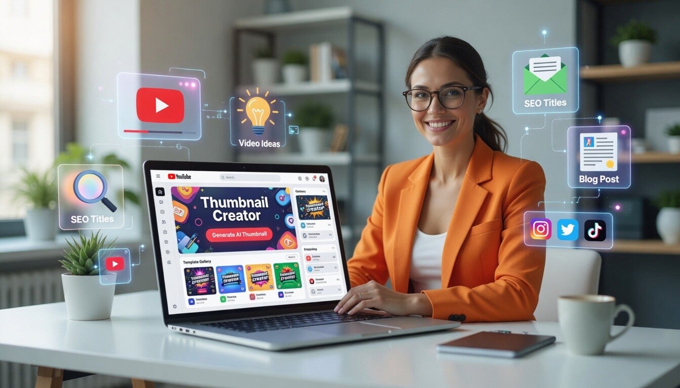 ThumbnailCreator AI YouTube workflow tool helping creators design thumbnails, generate video ideas, and repurpose content