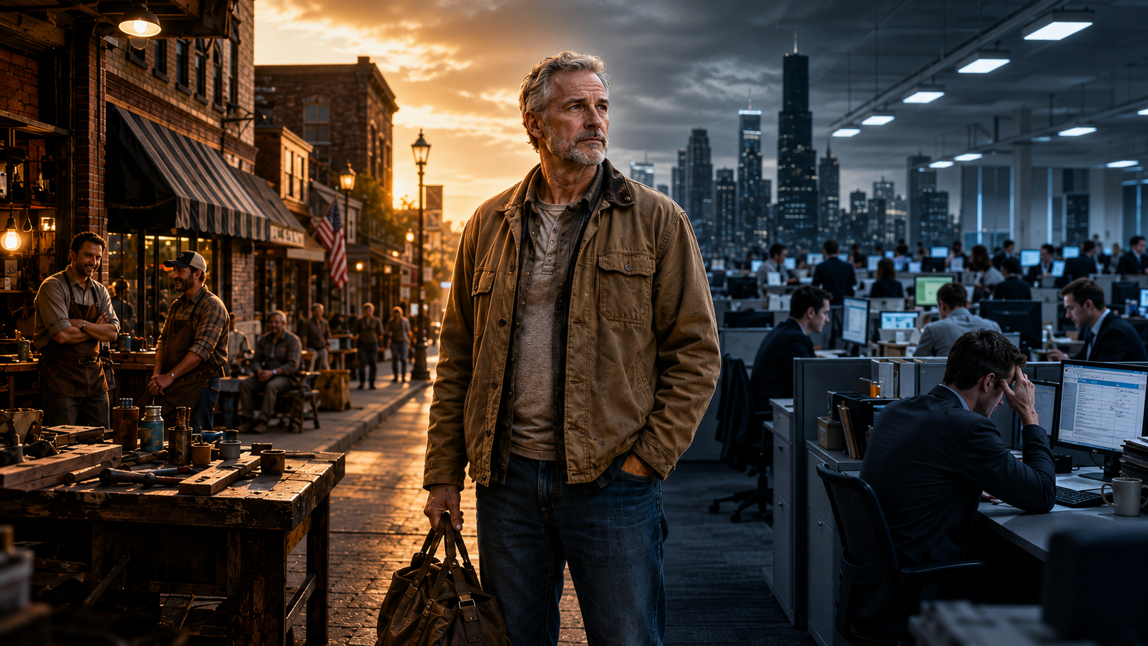 Man over 50 reflecting on worker burnout, corporate culture, and building a meaningful second act