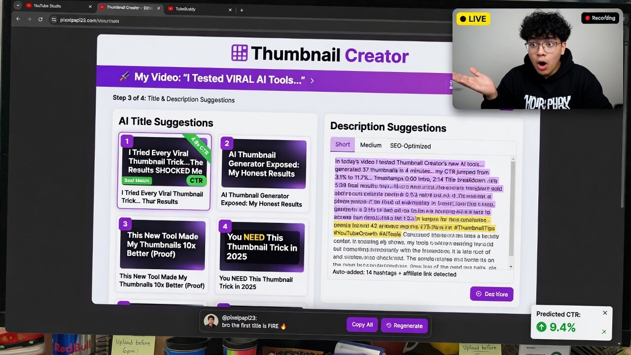 YouTube SEO generator creating titles and descriptions for better video discoverability