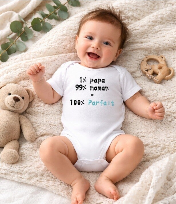 Body Bébé humour "100% parfait"