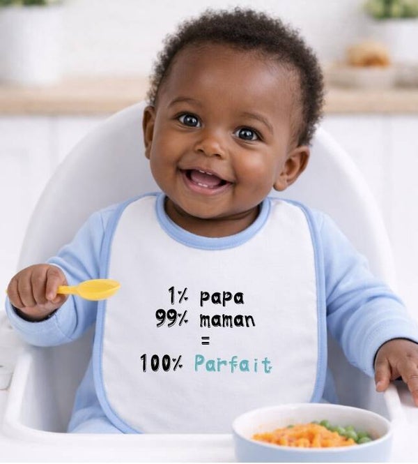 Bavoir humour "100 % parfait" personnalisé