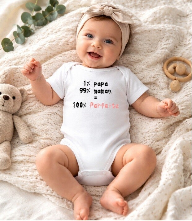 Body Bébé humour "100% parfaite"
