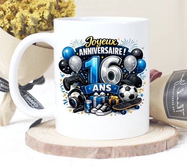 Mug Anniversaire 16 ans Garçon – Tasse Cadeau Original pour Ado