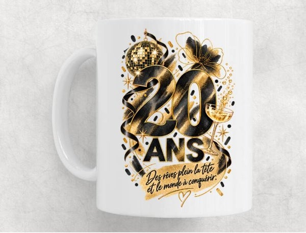 Mug Anniversaire 20 ans Femme – Tasse Cadeau Original pour ses 20 ans