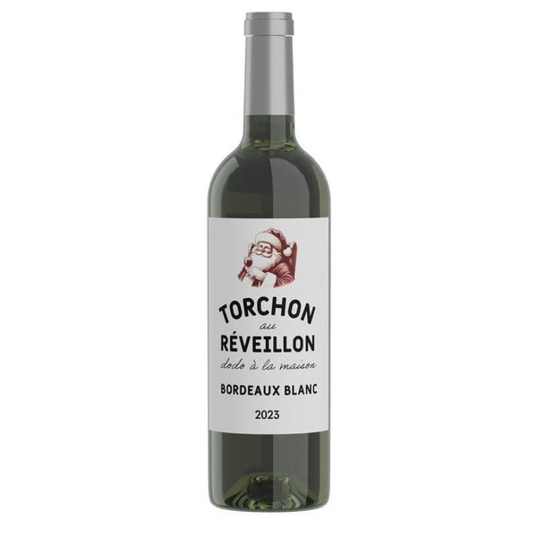 Torchon au Réveillon - Bordeaux blanc - Bouteille de Noël
