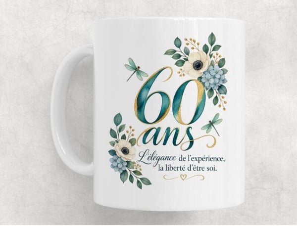 Mug Anniversaire 60ans Femme – Tasse Cadeau Original pour ses 60 ans