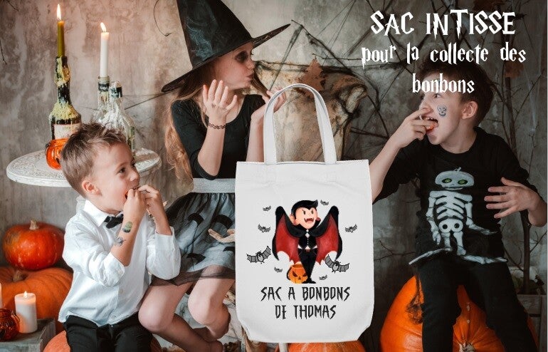 SAC A FRIANDISES "petit vampire" personnalisé