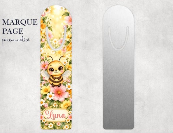 Marque-page enfant personnalisé avec prénom – Abeille