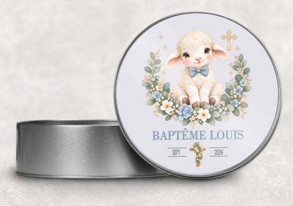 Boîte en métal personnalisée pour baptême