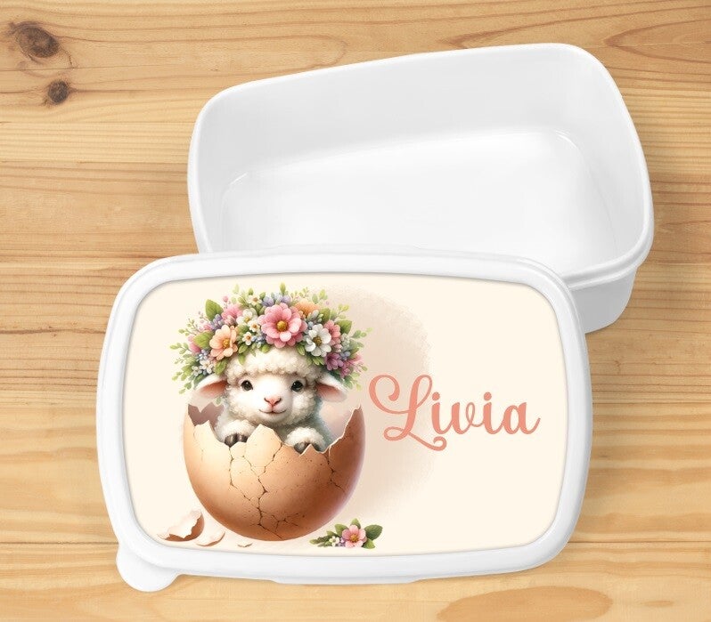 Boîte à goûter personnalisée "agneau", spécial pâques