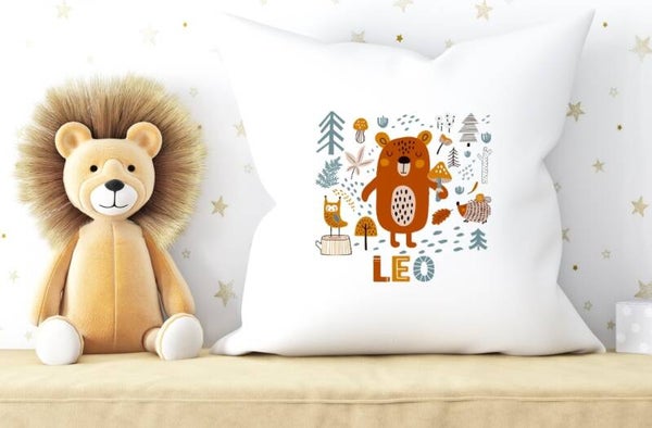 Coussin personnalisé "animaux de la forêt"
