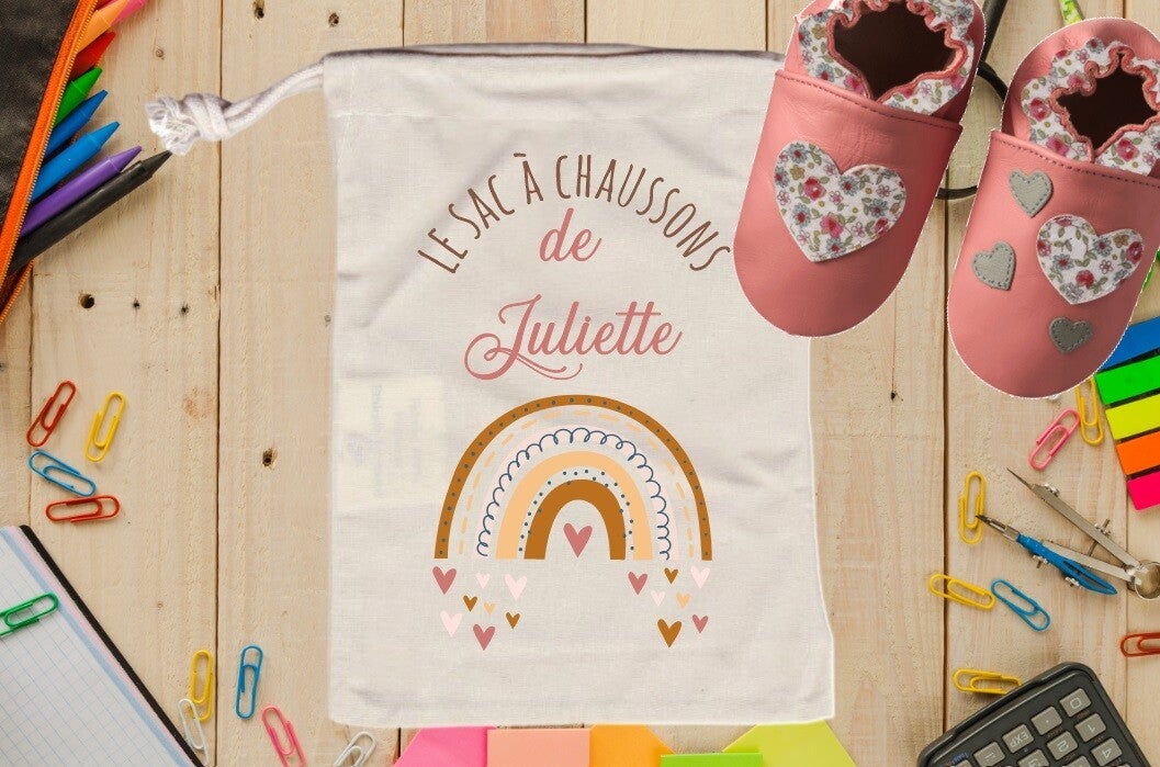 SAC A CHAUSSONS "arc en ciel" personnalisé