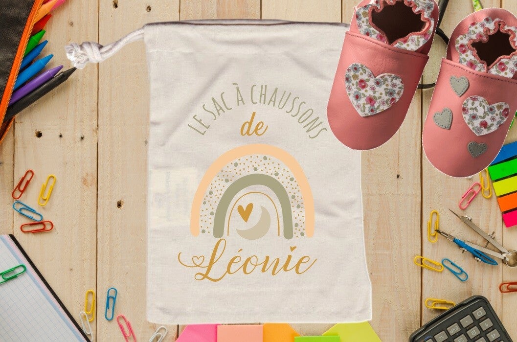 SAC A CHAUSSONS "arc en ciel" personnalisé