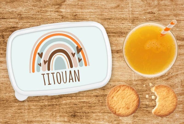 Boîte à goûter personnalisée "arc en ciel"
