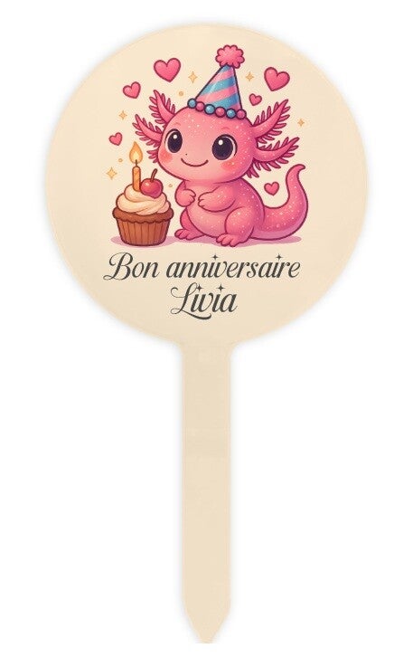 Décoration de gâteau personnalisée "axolotl" (modèle au choix)