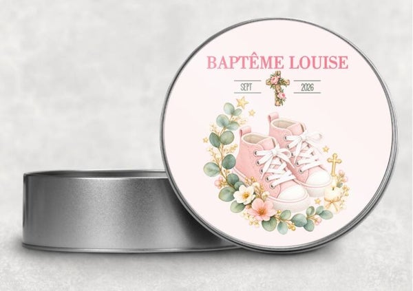 Boîte en métal personnalisée pour baptême