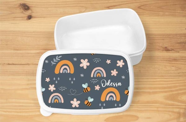 Boîte à goûter personnalisée "bee", blanche