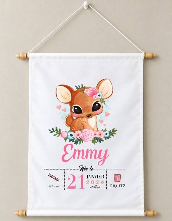 Fanion décoratif personnalisé  "biche"