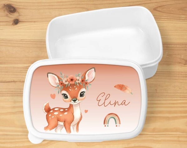 Boîte à goûter "biche" personnalisée, blanche