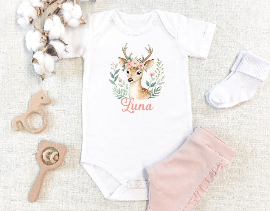Body Bébé Personnalisé "biche"
