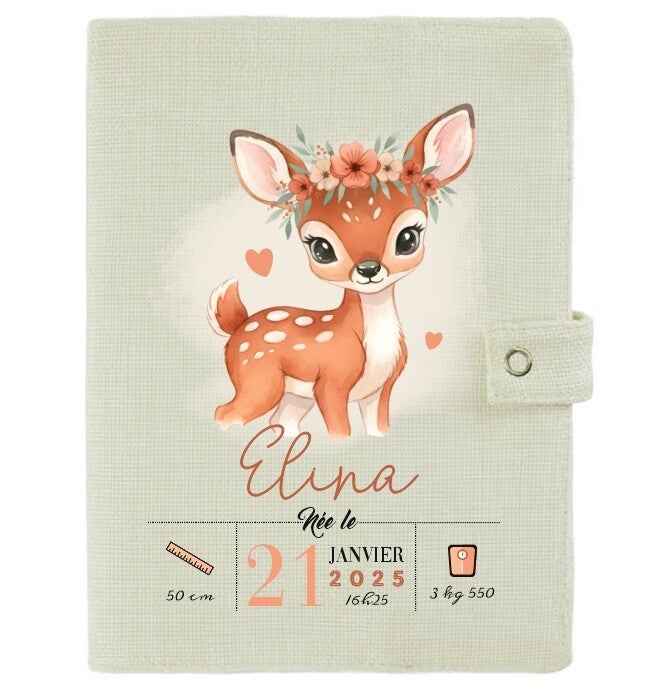 Protège carnet de santé "biche"